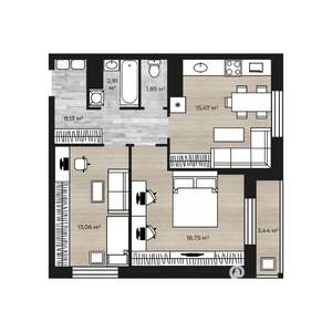 2-к квартира, вторичка, 60м2, 11/18 этаж