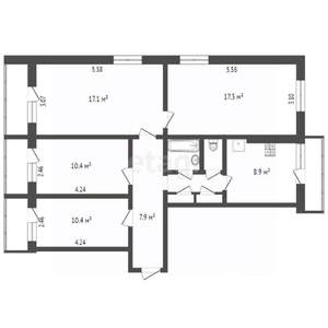 4-к квартира, вторичка, 79м2, 8/9 этаж