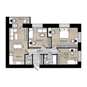 3-к квартира, вторичка, 75м2, 2/9 этаж