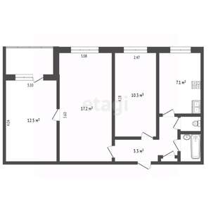 3-к квартира, вторичка, 56м2, 6/9 этаж