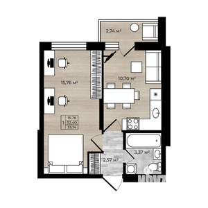 1-к квартира, строящийся дом, 34м2, 6/17 этаж