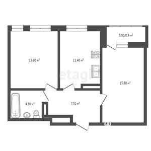 2-к квартира, вторичка, 54м2, 12/18 этаж