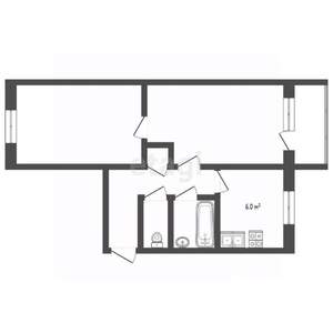 2-к квартира, вторичка, 46м2, 2/5 этаж