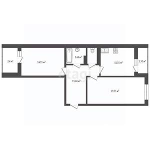 3-к квартира, вторичка, 64м2, 2/4 этаж