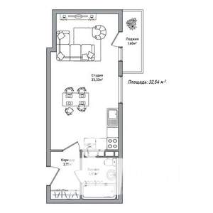 1-к квартира, строящийся дом, 33м2, 6/14 этаж