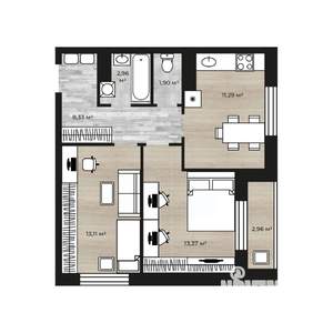 2-к квартира, вторичка, 52м2, 2/18 этаж