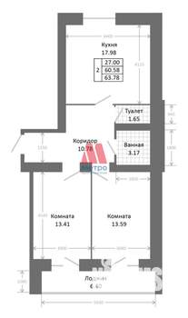 2-к квартира, строящийся дом, 67м2, 2/9 этаж