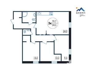 3-к квартира, вторичка, 80м2, 1/13 этаж