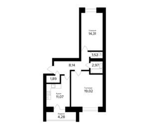 2-к квартира, вторичка, 61м2, 1/5 этаж