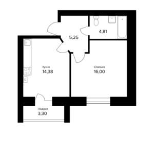 1-к квартира, вторичка, 42м2, 5/5 этаж