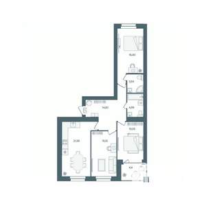 3-к квартира, строящийся дом, 92м2, 4/16 этаж