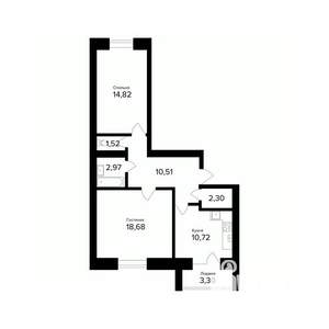 2-к квартира, вторичка, 63м2, 1/5 этаж