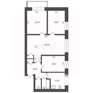 3-к квартира, вторичка, 62м2, 3/5 этаж