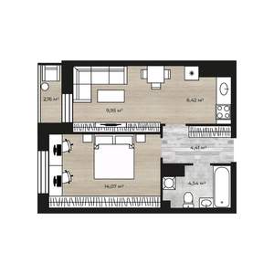 2-к квартира, вторичка, 40м2, 3/18 этаж