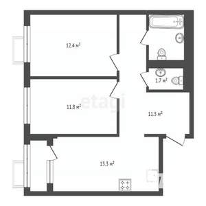 2-к квартира, вторичка, 56м2, 6/17 этаж
