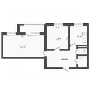 2-к квартира, вторичка, 53м2, 3/9 этаж