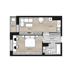2-к квартира, вторичка, 40м2, 2/18 этаж