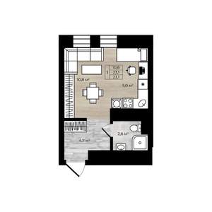 Студия квартира, вторичка, 23м2, 1/12 этаж