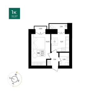 1-к квартира, вторичка, 33м2, 9/9 этаж