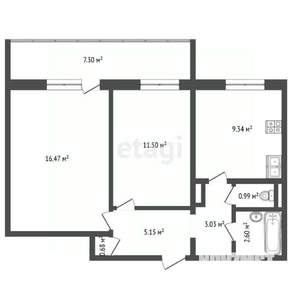 2-к квартира, вторичка, 45м2, 2/2 этаж