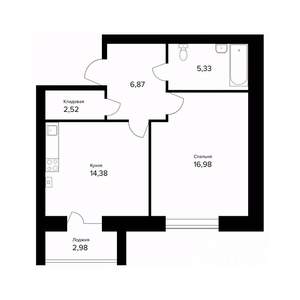 1-к квартира, вторичка, 48м2, 5/5 этаж