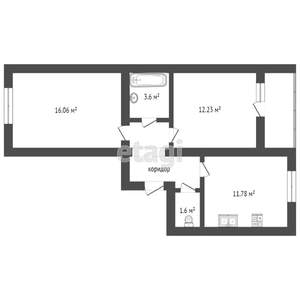 2-к квартира, вторичка, 54м2, 1/8 этаж