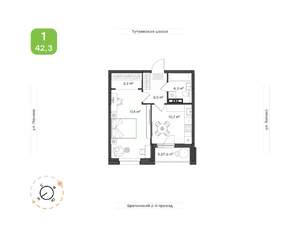 1-к квартира, вторичка, 42м2, 4/9 этаж