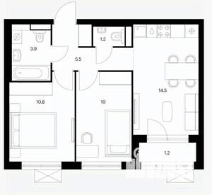2-к квартира, вторичка, 47м2, 7/17 этаж