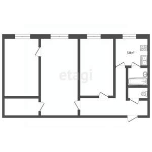3-к квартира, вторичка, 54м2, 1/4 этаж