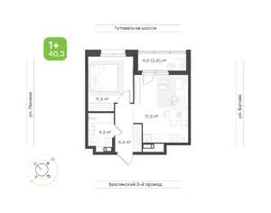 1-к квартира, вторичка, 40м2, 7/9 этаж