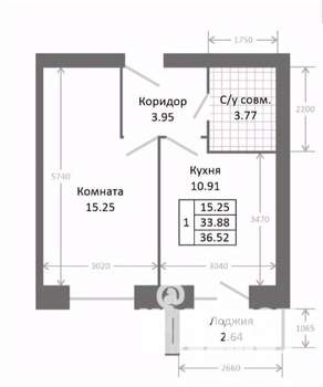 1-к квартира, строящийся дом, 37м2, 2/5 этаж