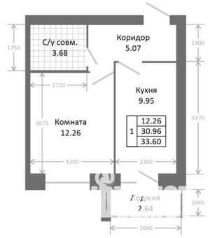 1-к квартира, вторичка, 34м2, 2/5 этаж