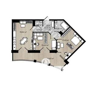 2-к квартира, строящийся дом, 74м2, 2/8 этаж