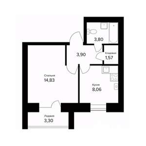 1-к квартира, вторичка, 34м2, 5/5 этаж