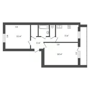 2-к квартира, вторичка, 48м2, 1/5 этаж
