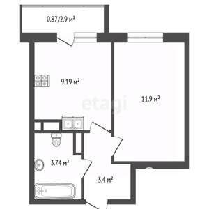 1-к квартира, вторичка, 31м2, 5/15 этаж