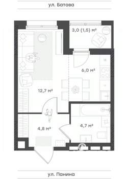 Студия квартира, вторичка, 30м2, 2/18 этаж