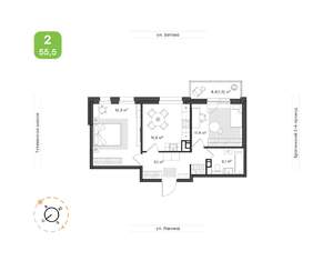 2-к квартира, вторичка, 56м2, 5/9 этаж