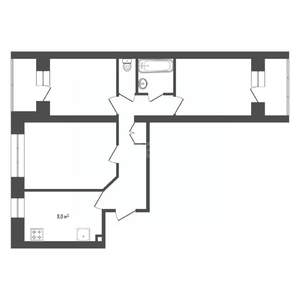 3-к квартира, вторичка, 63м2, 7/10 этаж