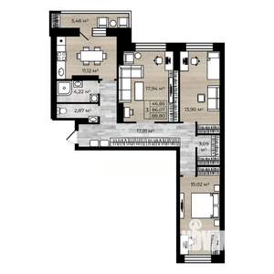 3-к квартира, вторичка, 89м2, 5/14 этаж