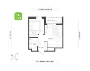 1-к квартира, вторичка, 41м2, 2/9 этаж