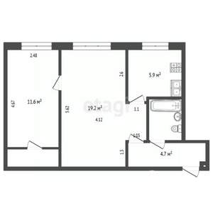 2-к квартира, вторичка, 45м2, 1/5 этаж