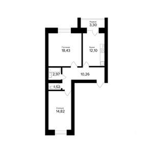 2-к квартира, вторичка, 62м2, 4/5 этаж