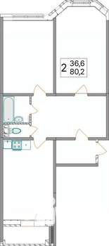 2-к квартира, вторичка, 80м2, 1/10 этаж