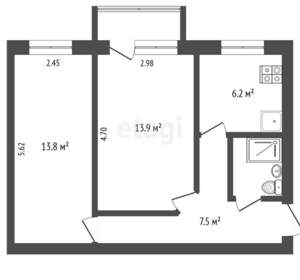 2-к квартира, вторичка, 45м2, 3/5 этаж