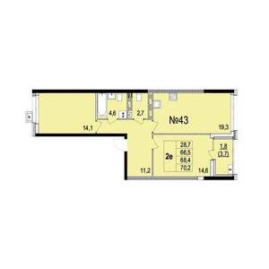 2-к квартира, строящийся дом, 69м2, 7/10 этаж
