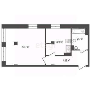 1-к квартира, вторичка, 53м2, 4/7 этаж