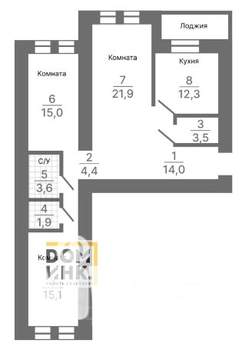 3-к квартира, вторичка, 95м2, 2/7 этаж