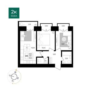 2-к квартира, вторичка, 51м2, 12/12 этаж