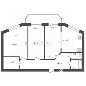 3-к квартира, вторичка, 83м2, 8/8 этаж